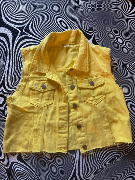Jackets & Blazers - Women’s Bright Yellow Sleeveless Denim Vest